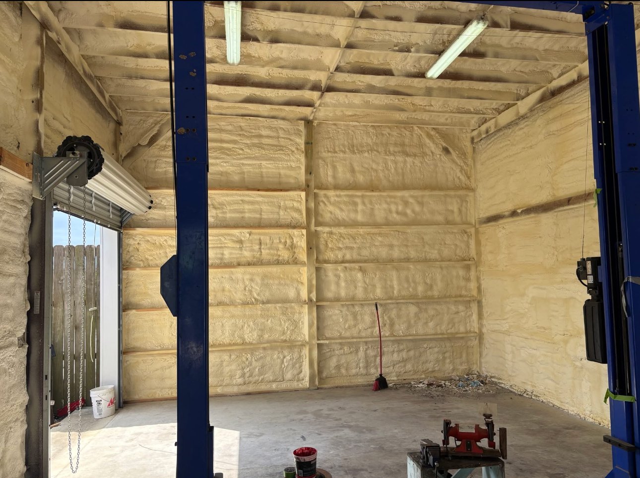 Completed metal building spray foam job