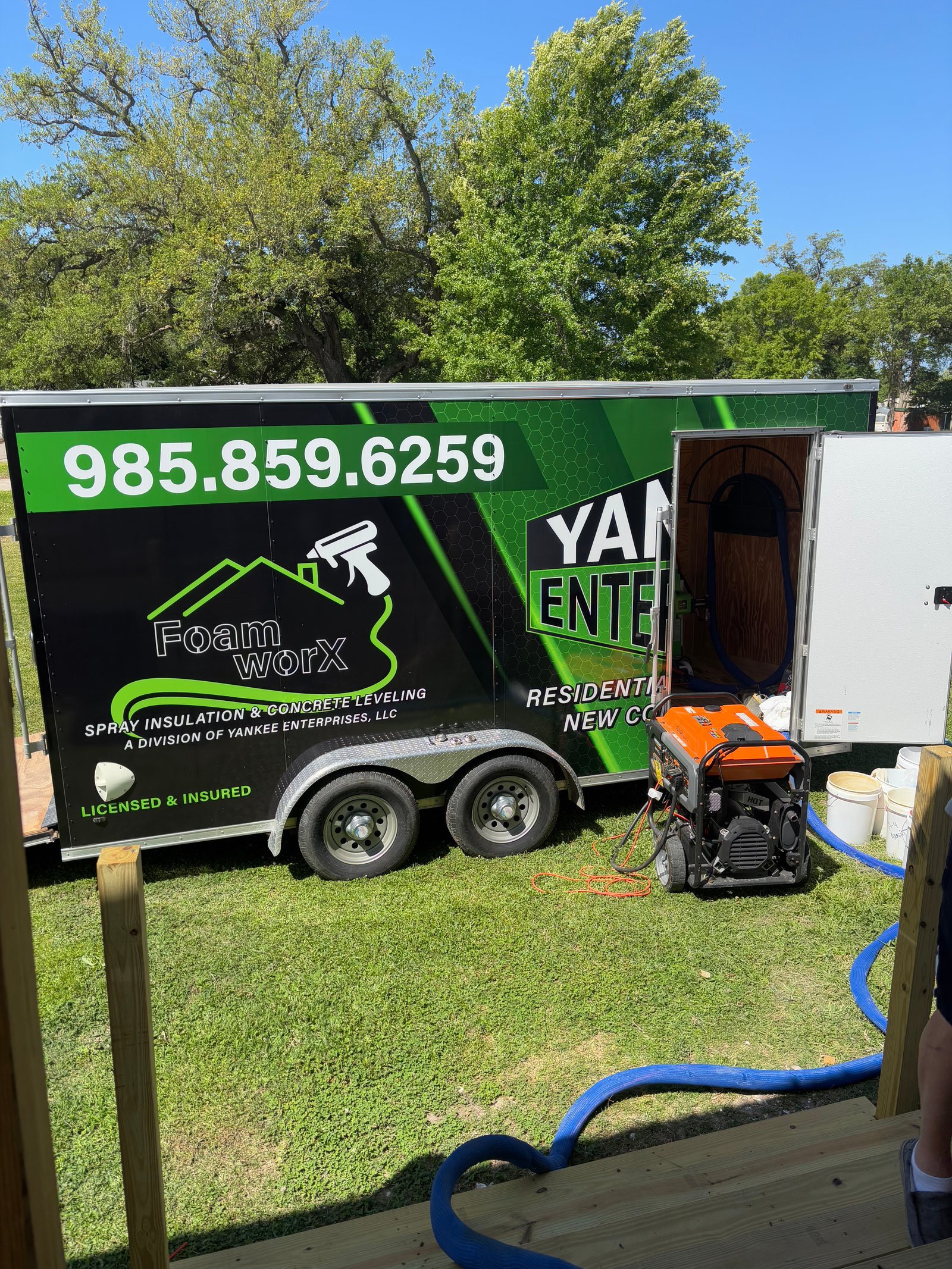 Bayou Spray Foam trailer at job site